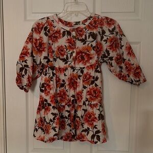 Floral Kids Dress in Red and White